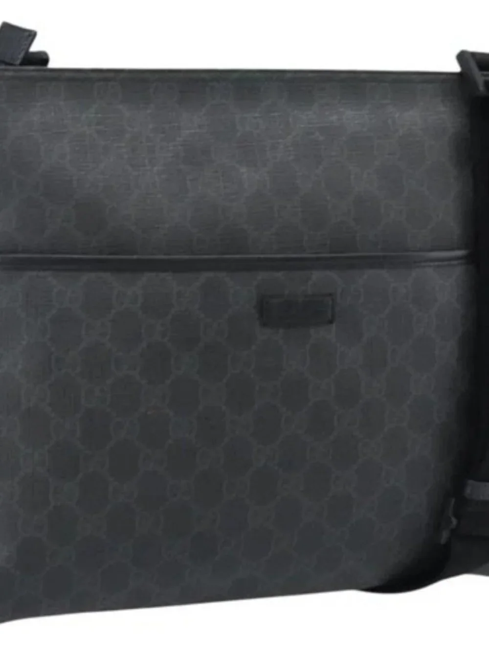 GUCCI GG Supreme Shoulder Bag PVC Black Silver 162904 Auth 189839